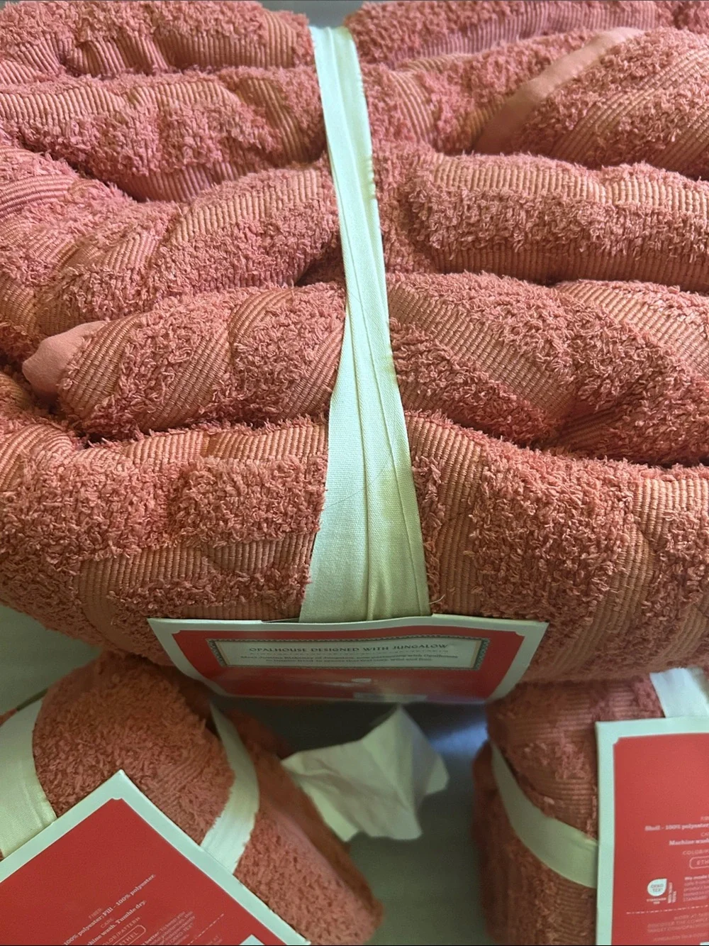 Opalhouse Jungalow F/Q Vintage Chenille Apricot Quilt and Shams Set
